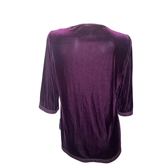 Soft Surroundings Top Women's Size PS Cranberry Wine Velvet 3/4 Sleeve Tunic - Picture 5 of 6